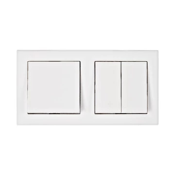 Ki/be- és csillárkapcsoló készlet kettes kerettel, fehér