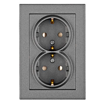 Kettes dugaszolóaljzat, csavaros csatlakozás, antracit