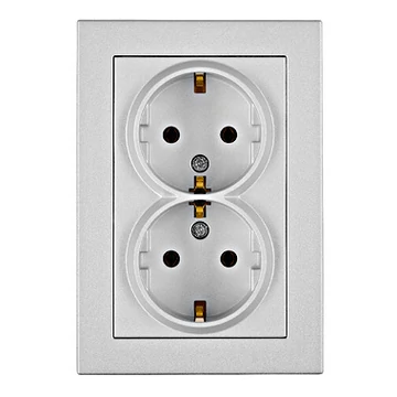 Kettes dugaszolóaljzat, csavaros csatlakozás, ezüst