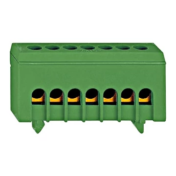 PE kapocs blokk, 7x10/16mm², 63A, zöld/sárga, szigetelt
