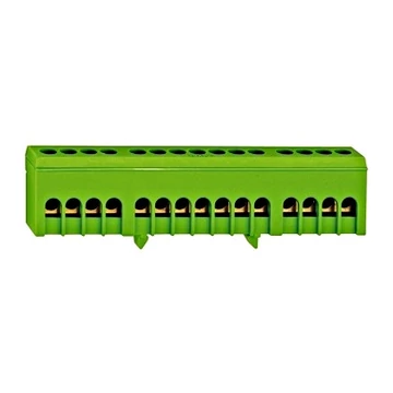 PE kapocs blokk, 15x10/16mm², 63A, zöld/sárga, szigetelt