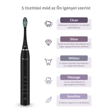 TrueLife SonicBrush Clean30 Black Elektromos fogkefe fekete