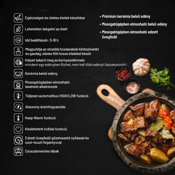 Lauben Slow Cooker 3500SB Lassan főző edény