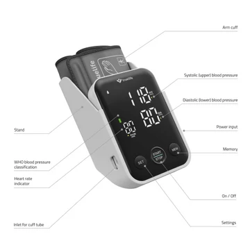 TrueLife Pulse V-Vsion Digitális, felkaros vérnyomásmérő, Asztali tartóval