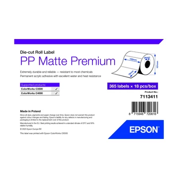 PP MATTE LABEL PREM DIE-CUT ROLL 102X76MM 365 LABELS