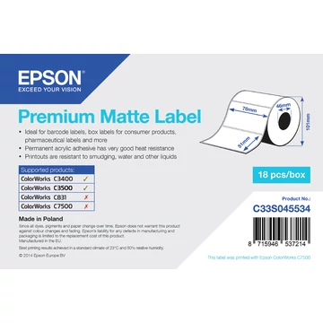 PREMIUM MATTE LABEL - DIE-CUT 76MM X 51MM 650 LABELS