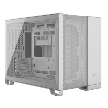 Corsair 2500D Airflow TG Dual-Chamber Micro-ATX ház, fehér