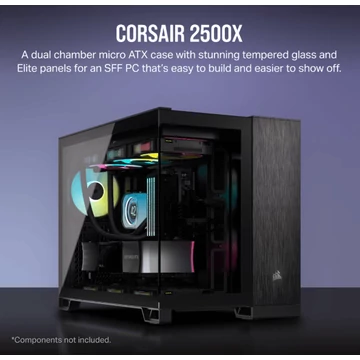 Corsair 2500X TG Micro-ATX ház, fekete/Obsidian alumínium