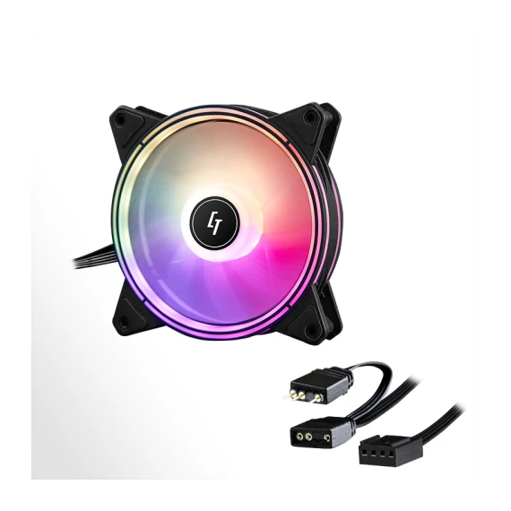 CHIEFTEC ARGB rendszerhűtő ventilátor, 12cm, ARGB LED, fekete