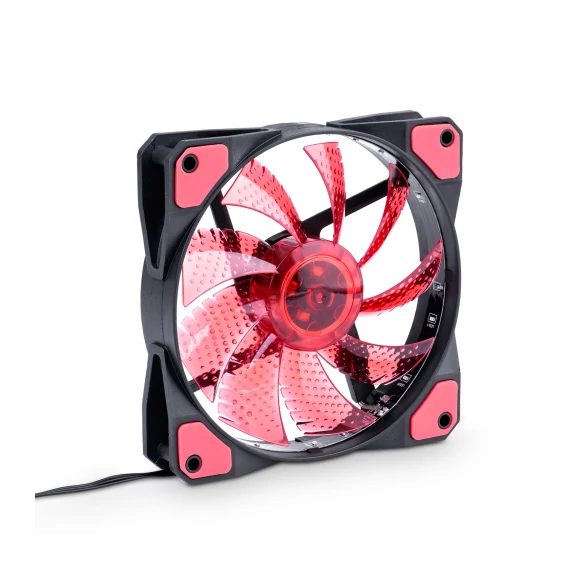 Akyga 12cm (120mm) MOLEX / 3pin 15 LED ventilátor, piros - AW-12C-BR