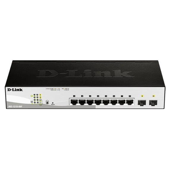 D-Link 8-port 10/100/1000 Gigabit PoE Smart Switch including 2 Combo 1000BaseT/S
