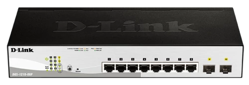 D-Link 8-port 10/100/1000 Gigabit PoE Smart Switch including 2 Combo 1000BaseT/S